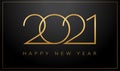 Luxury 2021 Happy New Year elegant design - vector illustration of golden 2021 logo numbers on black background