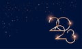 Luxury 2023 Happy New Year Merry Christmas greeting card - golden shine 2023 lettering on dark blue christmas background - vector Royalty Free Stock Photo