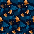 Luxury Happy new year and xmas tree seamless pattern Royalty Free Stock Photo