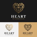 Luxury Heart Diamond Glass in Line Linear Logo Design Template