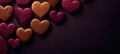 Luxury heart shaped cookies on table, top view