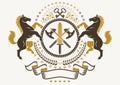 Luxury heraldic vector emblem template. Vector blazon composed w