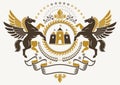 Luxury heraldic vector emblem template. Vector blazon created us