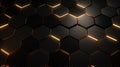 Luxury hexagonal abstract black metal background, AI Generative Royalty Free Stock Photo