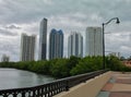 Luxury highrise building at City of Sunny Isles, Florida seen from bridge Royalty Free Stock Photo