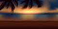 luxury holiday design with tropical sunset background and palm leaf Royalty Free Stock Photo