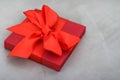 Luxury holiday red gift box with silk ribbon and bow, christmas or valentines day decor Royalty Free Stock Photo