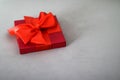 Luxury holiday red gift box with silk ribbon and bow, christmas or valentines day decor Royalty Free Stock Photo