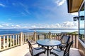 Luxury home balcony deck with water view Royalty Free Stock Photo