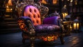 Luxury home interior elegant, old fashioned armchair, comfortable sofa generated by AI