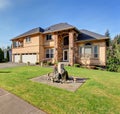 Luxury home with large grassy front yard. Royalty Free Stock Photo