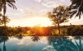 Luxury Home with Pool at Sunset Royalty Free Stock Photo