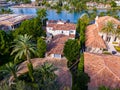 Luxury home rooftops barrel tile