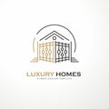 Luxury homes elegant line art logo design
