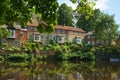 Luxury homes on river bank, Knaresborough, England