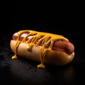 Luxury Hot Dog Dripping with Mustard Generative AI Illustration Royalty Free Stock Photo