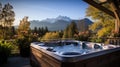 Luxury hot tub outdoor wiht mountain