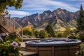 Luxury hot tub outdoor wiht mountain