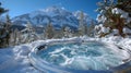 Luxury Hot Tub in a Snowy Mountain Retreat with Scenic Alpine Views.