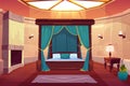 Luxury hotel bedroom cartoon vector interior