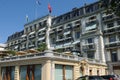 The luxury hotel Des Trois Couronnes in Vevey city at Lake Geneva is a belle epoque building