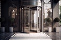 luxury hotel entrance with modern, clean lines and revolving glass door Royalty Free Stock Photo