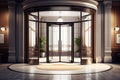 luxury hotel entrance with modern, clean lines and revolving glass door Royalty Free Stock Photo