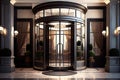 luxury hotel entrance with modern, clean lines and revolving glass door Royalty Free Stock Photo