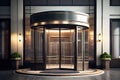 luxury hotel entrance with modern, clean lines and revolving glass door Royalty Free Stock Photo