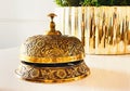 Luxury hotel and five stars room service, golden vintage reception bell for travel and hospitality Royalty Free Stock Photo