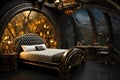 Luxury hotel furniture Steampunk illustration Generative AI