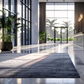 Luxury hotel lobby interior with palm trees. 3d render Royalty Free Stock Photo