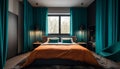 Luxury hotel room with modern design, comfortable bedding, and elegant decor generated by AI Royalty Free Stock Photo