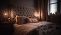 Luxury hotel suite with modern decor, comfortable bedding, and elegant lighting generated by AI Royalty Free Stock Photo