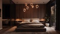 Luxury hotel suite modern elegance illuminated naturally generated by AI