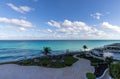 Luxury hotels along Cancun Zona Hotelera and Riviera Maya Hotel Zone with scenic beaches, leisure activities, parties Royalty Free Stock Photo