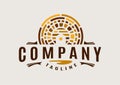 Luxury house brick emblem logo design template. Elegant home construction logo. Royalty Free Stock Photo
