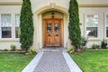 Luxury house entrance porch with walkway