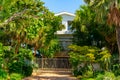 Luxury house with garden landscape and entrance fence