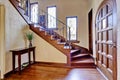 Luxury house interior. Entrance hallway with staircase Royalty Free Stock Photo