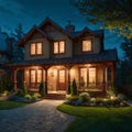 Luxury house at night in Vancouver, Canada. made with Generative AI Royalty Free Stock Photo