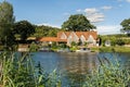 Luxury riverside house on the River Thames, England. Royalty Free Stock Photo