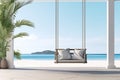 Luxury House Veranda With Beach View And Hanging Swing Royalty Free Stock Photo