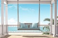 Luxury House Veranda With Beach View And Hanging Swing Royalty Free Stock Photo