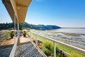 Luxury house with walkout deck and private beach. Puget Sound vi Royalty Free Stock Photo
