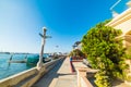 Luxury houses in Balboa Island shore in Newport Beach Royalty Free Stock Photo