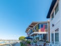 Luxury houses by the shore in Balboa island Royalty Free Stock Photo
