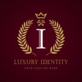 Luxury identity crown key letter I monogram logo Royalty Free Stock Photo