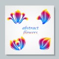 Luxury image logo Rainbow Abstract Flowers Set. Vector illusration