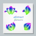 Luxury image logo Rainbow Abstract Flowers Set. Vector illusration